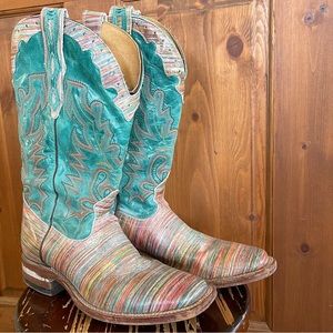 7 1/2 Boulet Square Toe Leather Sole Women’s Cowboy Boots